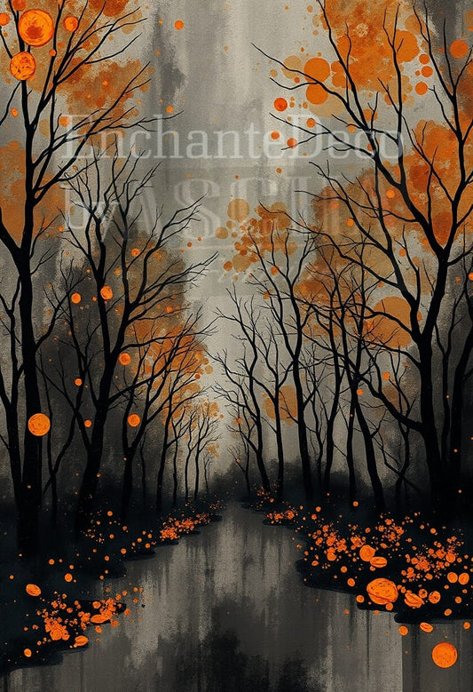 Forest path at night