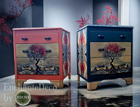 "Him & Her" - Pair of Lebus bedside cabinets